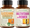 Vegan Glucosamine Chondroitin MSM Joint Support Suplemento & Complete Multivitamin for Women