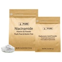 PURE ORIGINAL INGREDIENTES Ácido hialurónico y Niacinamide Bundle, Varios tamaños, libre de fluidos, pólvora fina