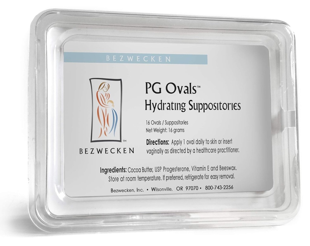 Bezwecken – Ovals PG – 16 Oval Suppositories – Mismo Fórmula Confiada, Nueva Forma Mejorada – Formulado profesionalmente para aliviar la sequedad vaginal en mujeres de todas las edades – Progesterone-Only Alternative