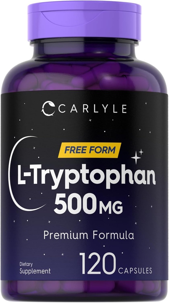 Carlyle L-Tryptophan 500mg ← 120 Capsules ← Amino Acid Suplemento Silencio Forma gratuita ← Premium Fórmula ← Non-Gluten Free