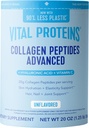 Proteínas vitales Péptidos de colágeno Polvo con ácido hialurónico y vitamina C, Desflavorado, 20 oz