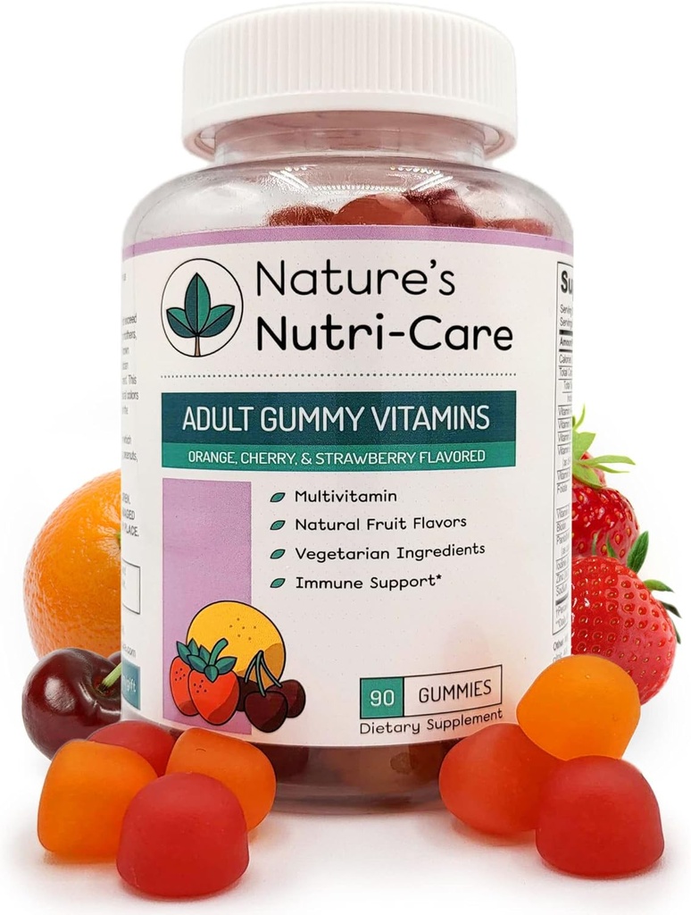 Vitaminas Nutri-Care Gummy de la Naturaleza - Multivitaminas para Mujeres, Mangas Multivitamínicas Mens, Vitamina Chewable para Adultos, Suplementos Multi Hombres de Mujeres, Gummy Vegetariano Natural, Made in USA