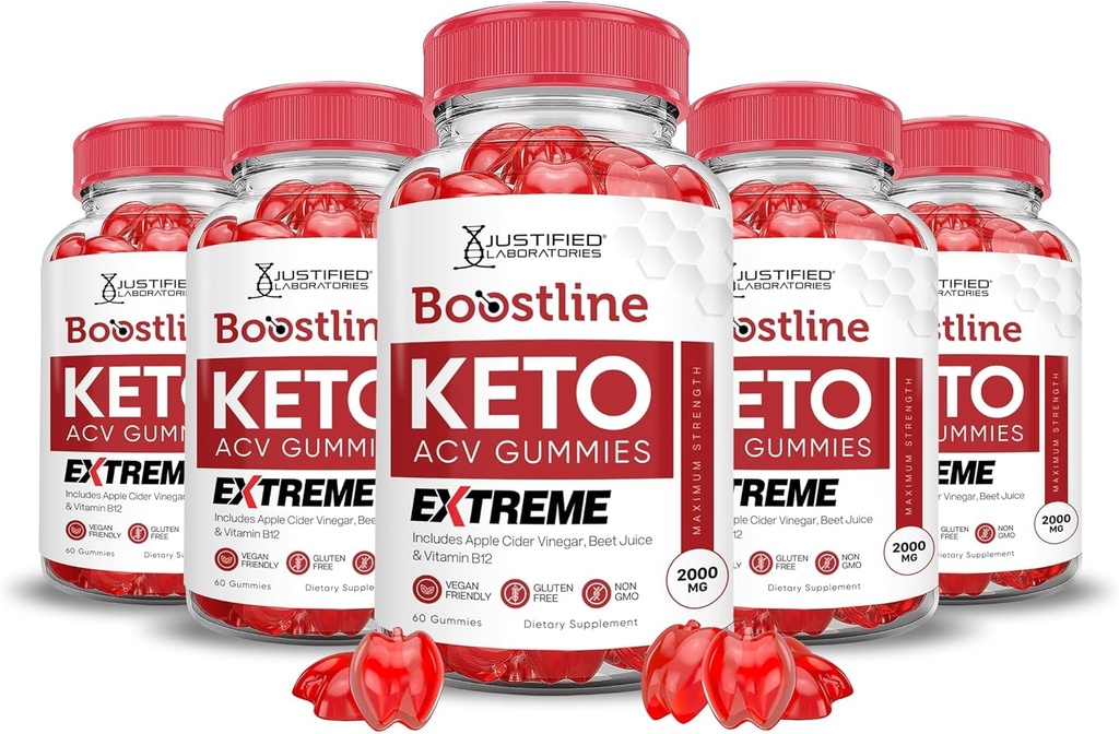 Laboratorios justificados (5 Pack Boostline Keto ACV Gummies Extreme 2000MG Boost Line Keto Gummies Apple Sider Vinegar Formulado con Powder Pomegranate Beet B12 Vegan No GMO 300 Gummys