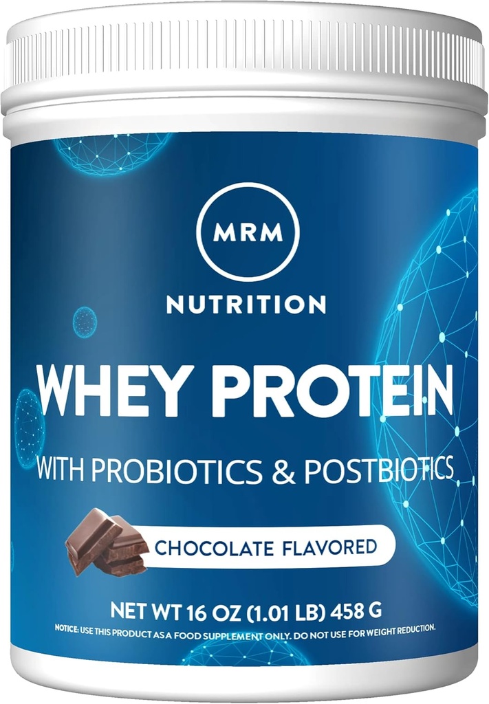 MRM Nutrición Whey Protein ← Chocolate Flavored tención18g Protein Silencioso con 2 probióticos de billón + enzimas digestivas + BCAAs TEN High Absorption + Digestion ANTE Hormona + antibiótico Gratis TEN 17 Servings