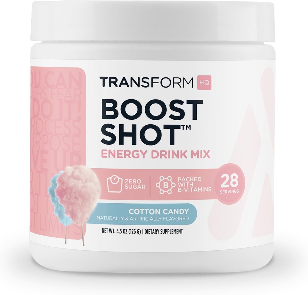 TransformHQ Boost Shot (28 Servings, Cotton Candy) ← Energía sin el Crash - Gluten Free, Non-GMO