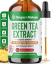 Té verde 10:1 Extracto 50% EGCG - Té verde gotas líquidas - Vegan, 4X más potente que las píldoras & cápsulas - 2oz Antioxidante &amp; Suplemento de inmuno - Esquía, soporte cardíaco, salud cerebral &amp; Memory Boost