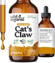 Wild &amp; Organic Cats Claw Tincture - Immune Support Supplement - Cats Claw Herb Liquid Extract - Vegan, Sugar &amp; Alcohol-Free Bark Based Drops - 4 fl oz