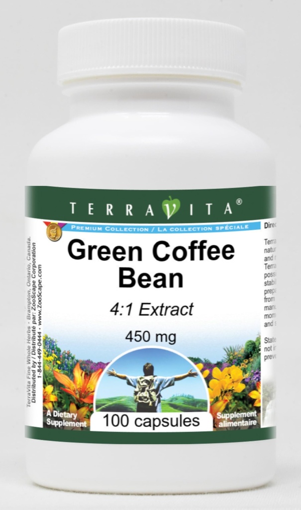 Grano de café verde 4:1 Extracto - 450 mg (100 cápsulas, ZIN: 523280)