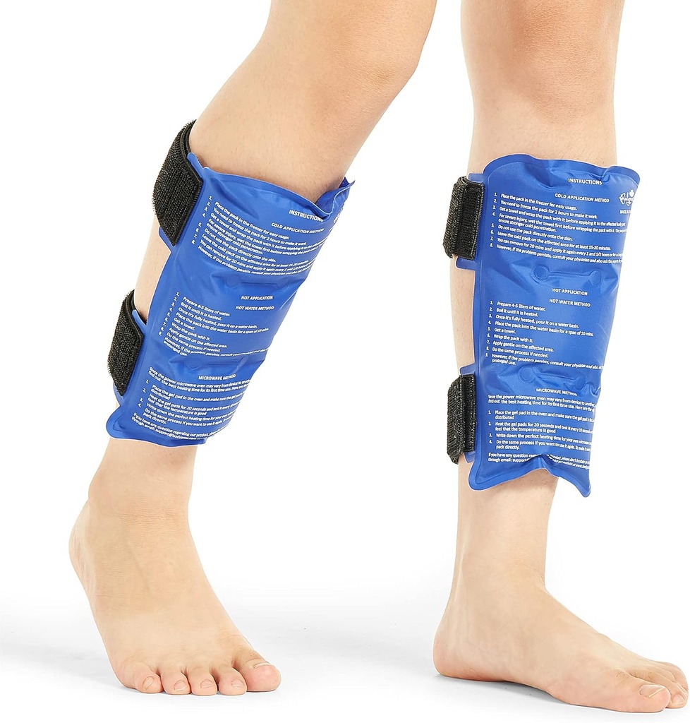 BODYPROX Shin Splint Ice Pack 2 Pack - Reutilizable Cold y Hot Wrap para Shin Splints Dolor Alivio, Flexible Ice Pack para corredores