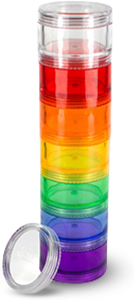 Organizador de píldoras de 7 días - Caja de píldoras fijas - Tablas pequeñas &amp; Suplementos de vitaminas, Mantenga su medicina diaria organizada en un solo lugar - Medium - Rainbow