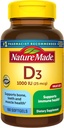 Natural Made Vitamina D3 1000 UI (25 mcg), Suplemento de vitamina D para Bone, Dientes, Muscle e Immune Health Support, 180 Softgels, 180 Day Supply