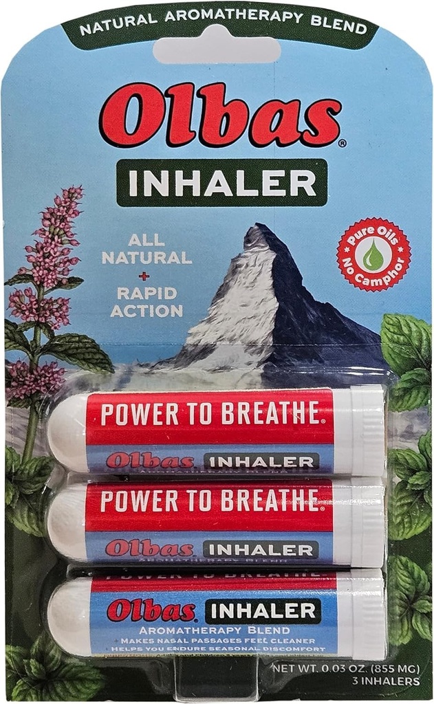 Olbas Nasal Relief Inhaler Aromaterapia/Inhalador Aromático, 0,01 Oz, 3-Pack