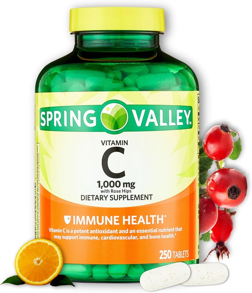 FUSION SHOP STORE Opciones inteligentes, vida significativa! Vitamina C 1000mg- con Rosas HIPS Tablets, 250 Cuenta (Pack of 1)
