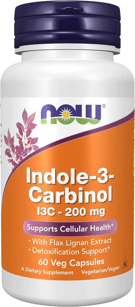 AHORA Suplementos de alimentos, Indole-3-Carbinol 200 mg con extracto de Flax Lignan, 60 cápsulas de Veg