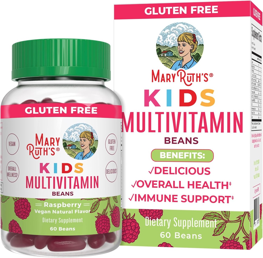 MaryRuth Organics Multivitamin Multimineral Vita-Beans for Kids ← Vegan Chewable Vitamins for Ages 4+ ← Immune Support ← Bone Health ← Raspberry Flavor Silencio 60 Conde