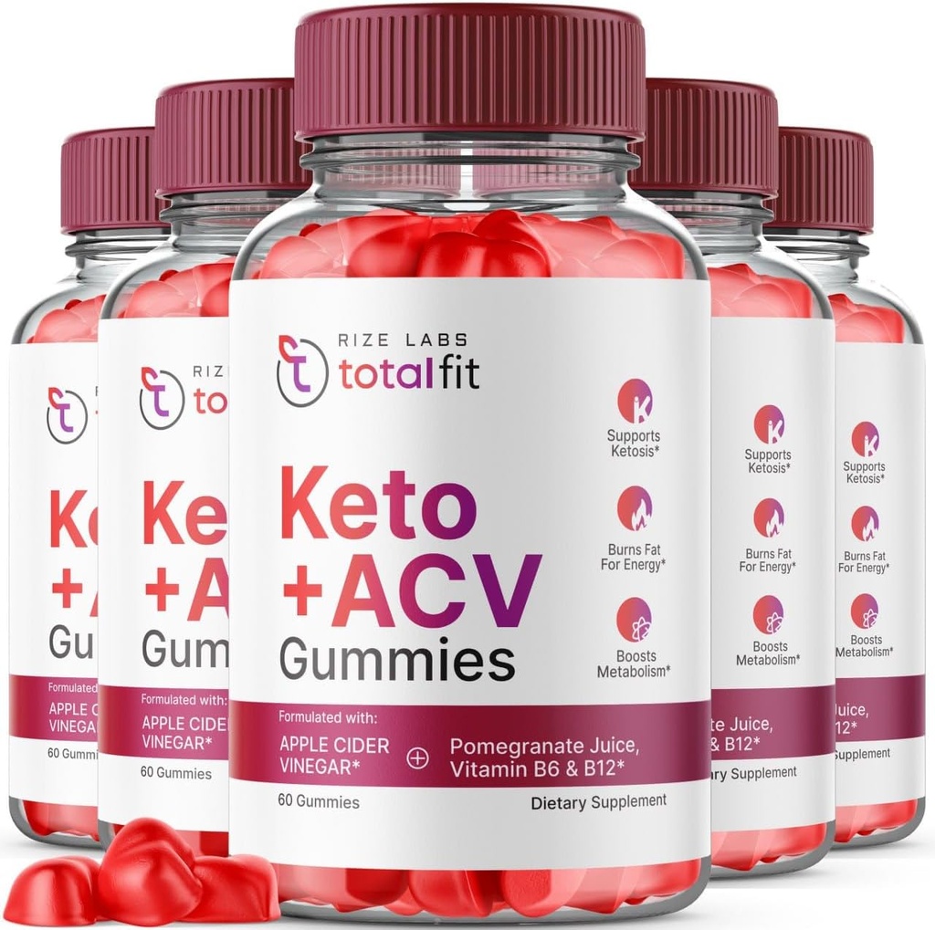 rize labs Total Fit Keto y ACV Gummies, Suplemento a Pérdida Belly Fat para Pérdida de Peso Avanzada, Máxima Fuerza Fórmula - Pack de 5(300 Gummies)