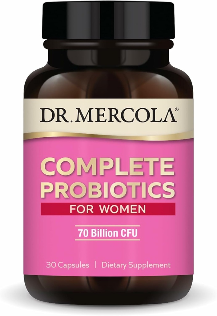 Dr. Mercola Probióticos Completos para Mujeres - Apoya Gut, Vaginal &amp; Immune Health - Contiene Strains Lactobacillus - Non-GMO, Gluten-Free &amp; Soy-Free - 30 Capsules (30 Servimientos)