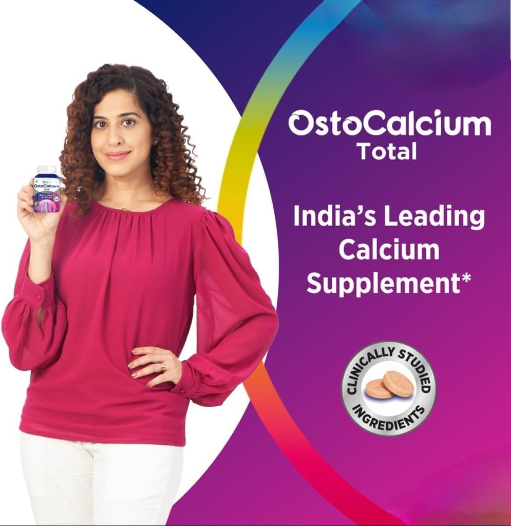 OstoCalcium Total Chewables (60s) TENIDO Vitamina D &amp; Calcium (Veg) para apoyar huesos fuertes, articulaciones & musculos Ø El suplemento de calcio de India