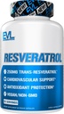 Evlution Anti Aging Trans Resveratrol Suplemento Nutrición Super Antioxidante Suplemento con 250 mg Trans-Resveratrol de Resveratrol 500mg Japonés Knotweed Extracto para Immune y Salud del Corazón