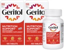 Geritol, Suplemento Multivitamínico, Contiene B-Vitaminas, Antioxidantes, Vitaminas C, E &amp; D e Hierro, 26 Vitaminas y Minerales Esenciales, Sin gluten, No OGM, Sin Dulces Artificiales, 100 Tabletas - 2ct