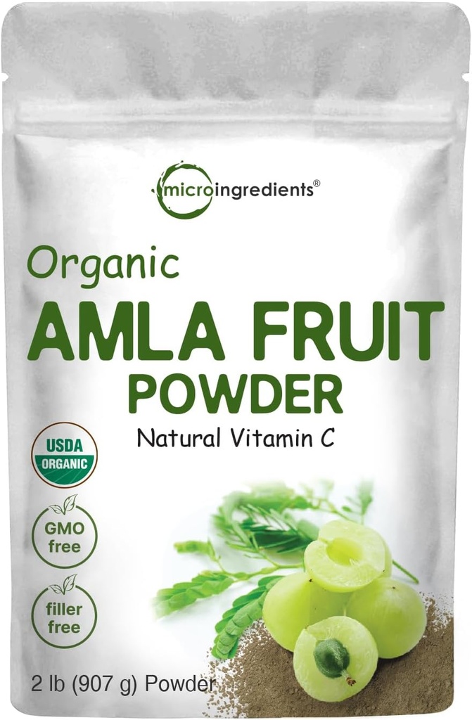 Micro Ingredientes Orgánica Amla Powder (Amalaki) Silencio 32oz, India Origen Gooseberry Powder ← Rica en Vitamina C, Antioxidantes, soporta Immune, Digestive & Skin Health, Non-GMO, Vegan &amp; Keto Friendly