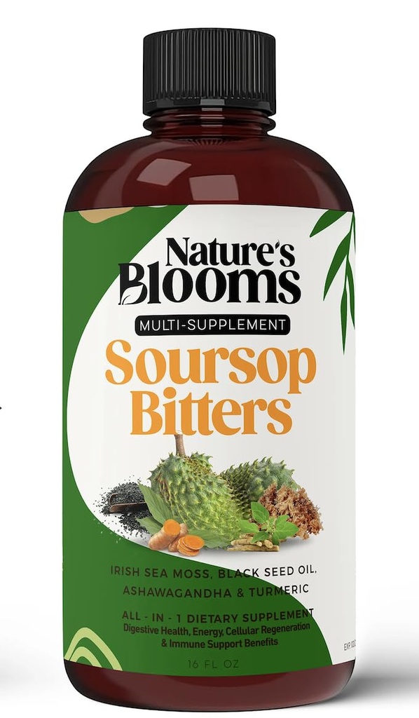 Soursop Bitters Líquido Suplemento, 16 oz ← Los mejores Bitters de la Naturaleza ← Ingredientes alimentados por la salud para el bienestar tradicional &amp; soporte limpio