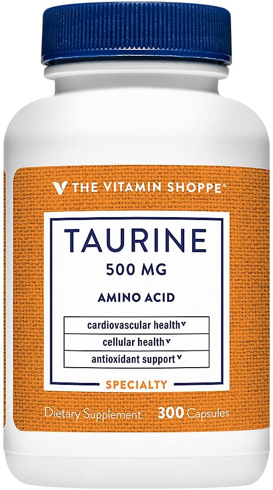 La vitamina Shoppe Taurine 500MG, forma libre Aminoácidos con vitamina B6, (300 cápsulas)