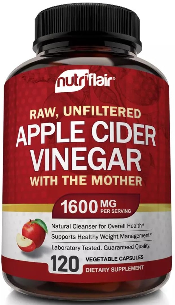 Cádulas de vinagre de manzana con las píldoras de la madre - 120 Vegan ACV - Mejor suplemento para la pérdida de peso saludable, dieta, ceto, digestión, detox, inmune - potente limpiador " Apetito Suppressant Non-GMO