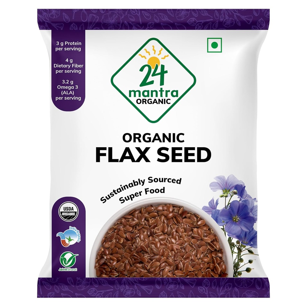 24 Mantra Organic Flax Seeds USDA Certified Organic EU Certified Organic Pesticides Free Adulteration Free Sodium Free - Pack of 1 ← 7 Ounce