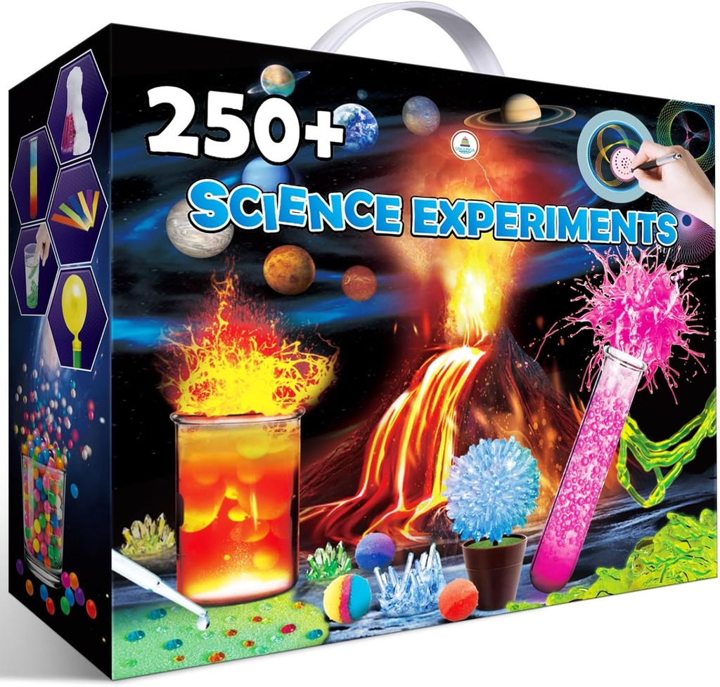 UNGLINGA 250+ Experimentos científicos Kits para niños, niños niñas juguetes regalo de cumpleaños Ideas, juego de química, S.T.E.M Actividades Proyecto Educativo, Kit Científico Volcán