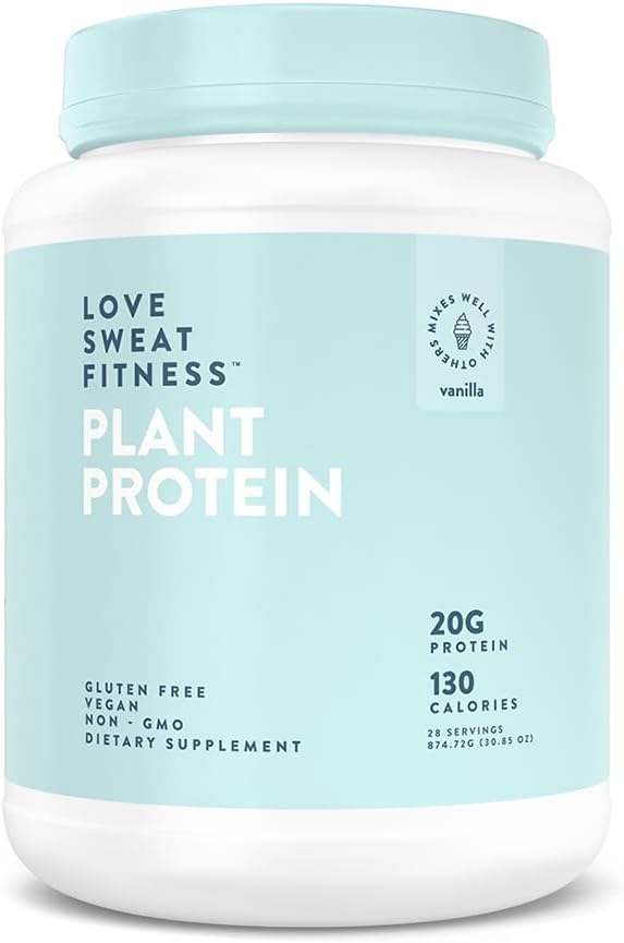 Love Sweat Fitness Orgánica Vegan Protein Powder ← Vanilla ← 28 Servings, 20g Protein, No Sugar, Vegan, Gluten Free, Non-GMO