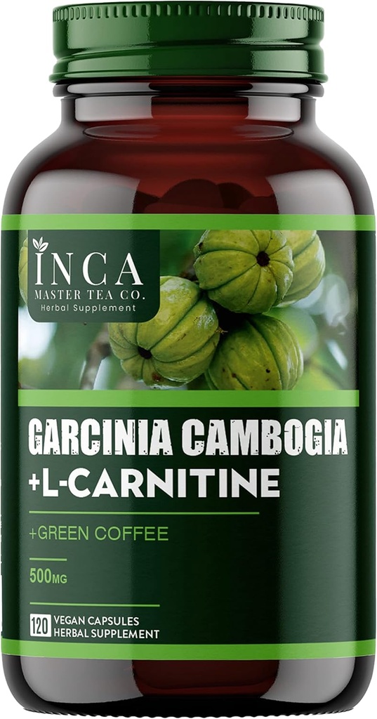 INCA MASTER TEA - 1600mg Garcinia Cambogia & L-Carnitine Complex - Belly Fat Burner for Women &amp; Hombre - 120 High Potency Diet Pills - Fast Acting Best Hunger Suppressant for Your Fitness