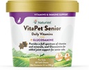 NaturVet VitaPet Senior Daily Vitamins for Cats Plus Glucosamine, Específicamente Formulado para Proporcionar Minerales Esenciales, 90 g, 60 Conde