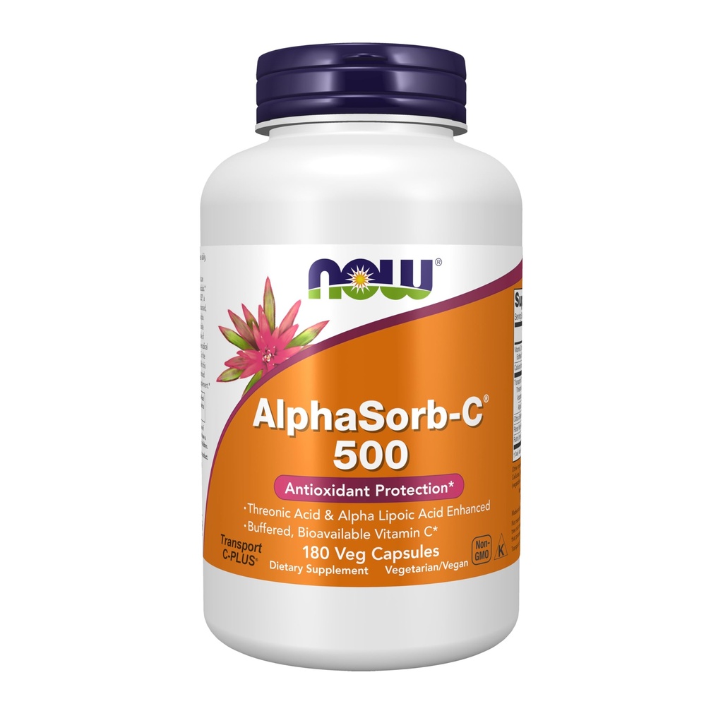 AHORA Suplementos de alimentos, AlphaSorb-CTM 500 mg con ácido Threonic & ácido lipoico mejorado, 180 cápsulas de veg
