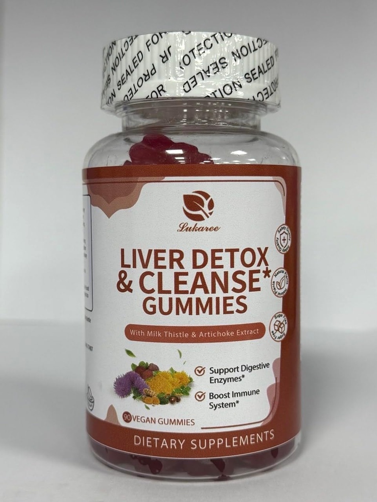 Lukaree Liver Cleanse Detox " Repair Gummies - Milk Thistle Silymarin, Dandelion, Artichoke Extract " Elderberry - No Sugar, Raspberry Flavor - 90 Conde