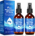 Pulverizador de aceite de magnesio puro - Espray de magnesio 100% natural – Hecho con aceite de cloruro de magnesio puro concentrado - Espray de magnesio tópico (2 Pack 2 fl oz)