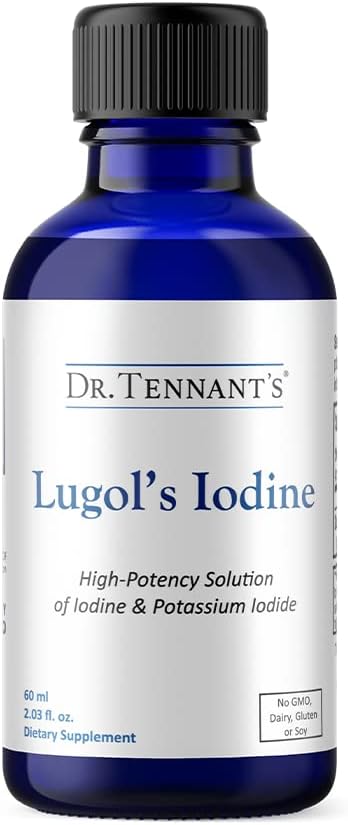 Dr. Tennant's Liquid Iodine Drops 2 Fl Oz ← Solución de Lugol con Iodide de Potasio tóxico ayuda a la función tiroidea, equilibrio hormonal y salud inmune