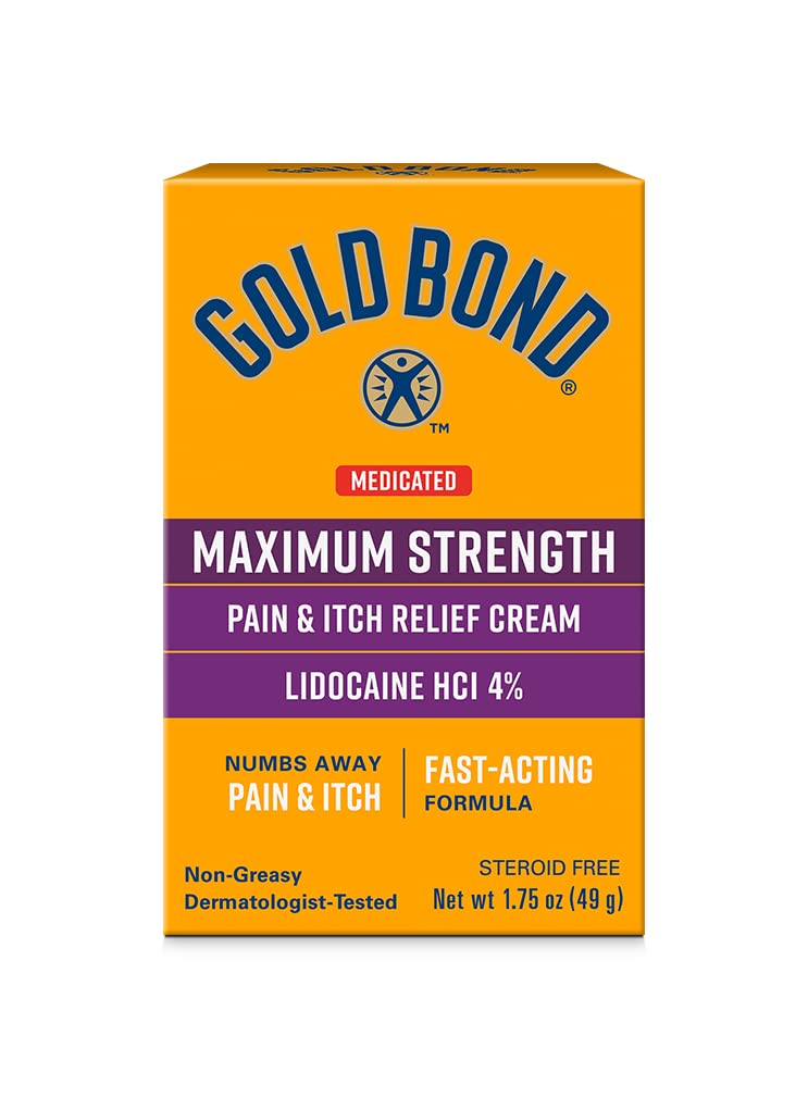 Gold Bond Medicated Maximum Strength Pain & Itch Relief Cream, 1,75 oz., con Lidocaine