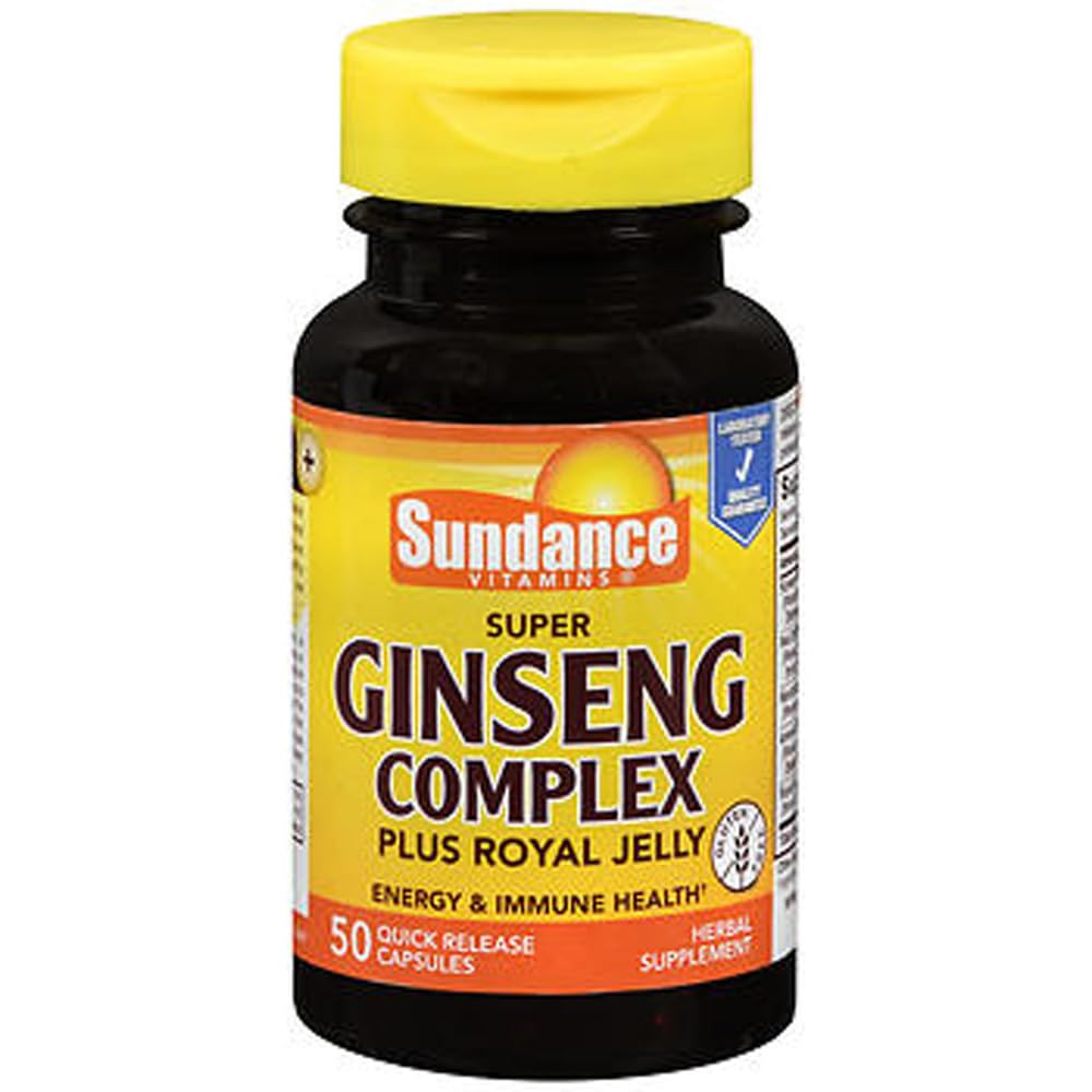 Sundance Super Ginseng Complejo Silencioso con Royal Jelly ← 50 Quick Release Capsules ← No GMO y Gluten Free Tradicional Herb Suplemento