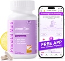 Premom Vitaminas Prenatales para Mujeres - Concepción para Su Multivitamina: 27 Nutrientes, Incluye 680mcg Folato de Metil + Colina + Hierro, Ingrediente Traceable, Suplementos de Fertilidad para Mujeres -30 Day Supply