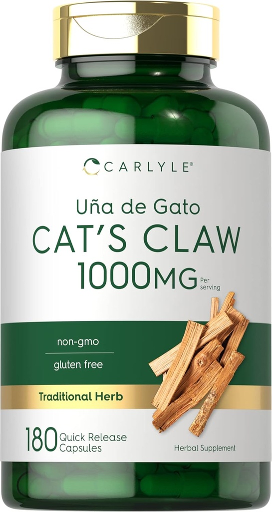 Carlyle Cat's Claw Herb Capsules 1000mg Silencio 180 Conde ← Uncaria Tomentosa Silencioso no GMO, Gluten Free Supplement