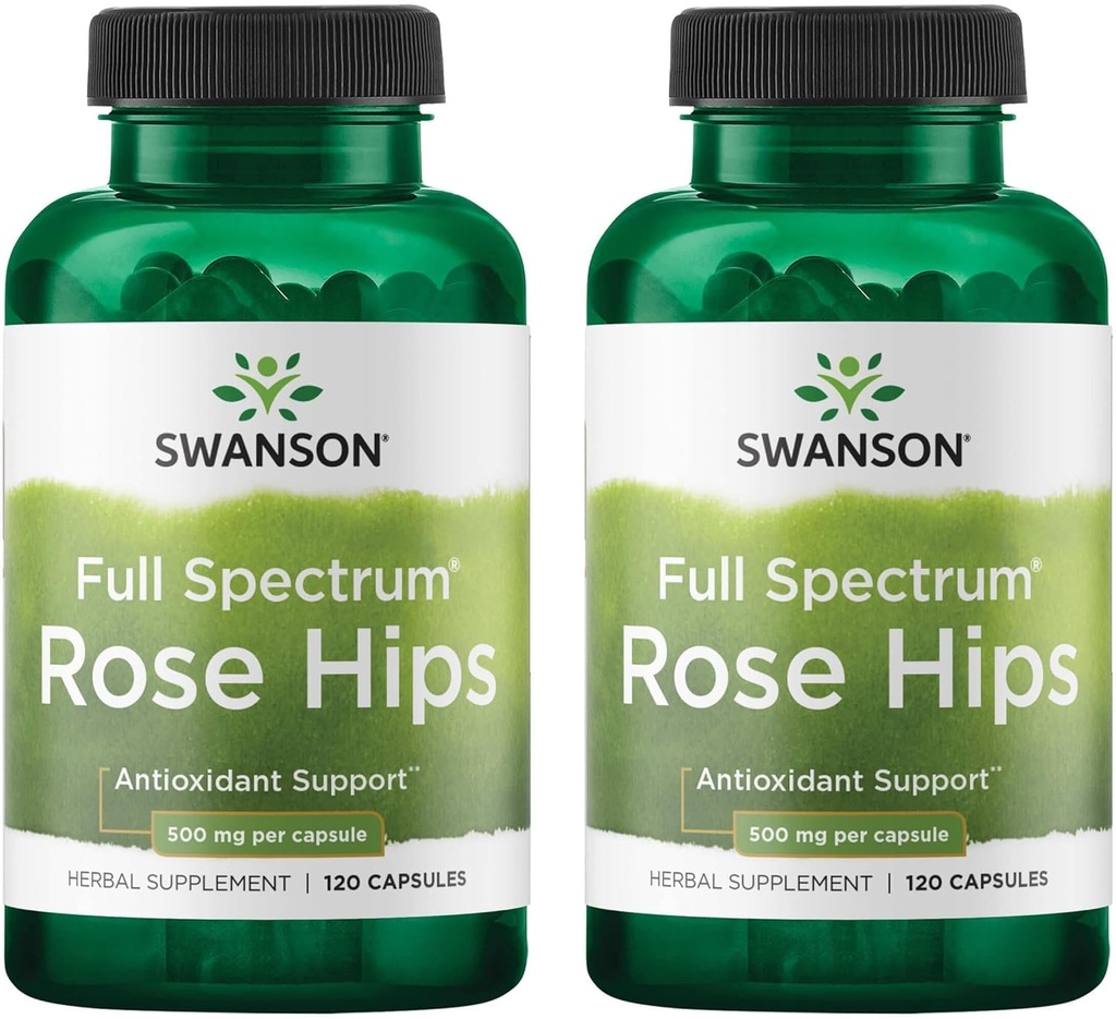 Swanson Rose HIPS - Suplemento Herbal Promoción del Sistema Inmunitario Salud y Apoyo al Peso Saludable - (120 cápsulas, 500 mg cada uno) (2 paquete)