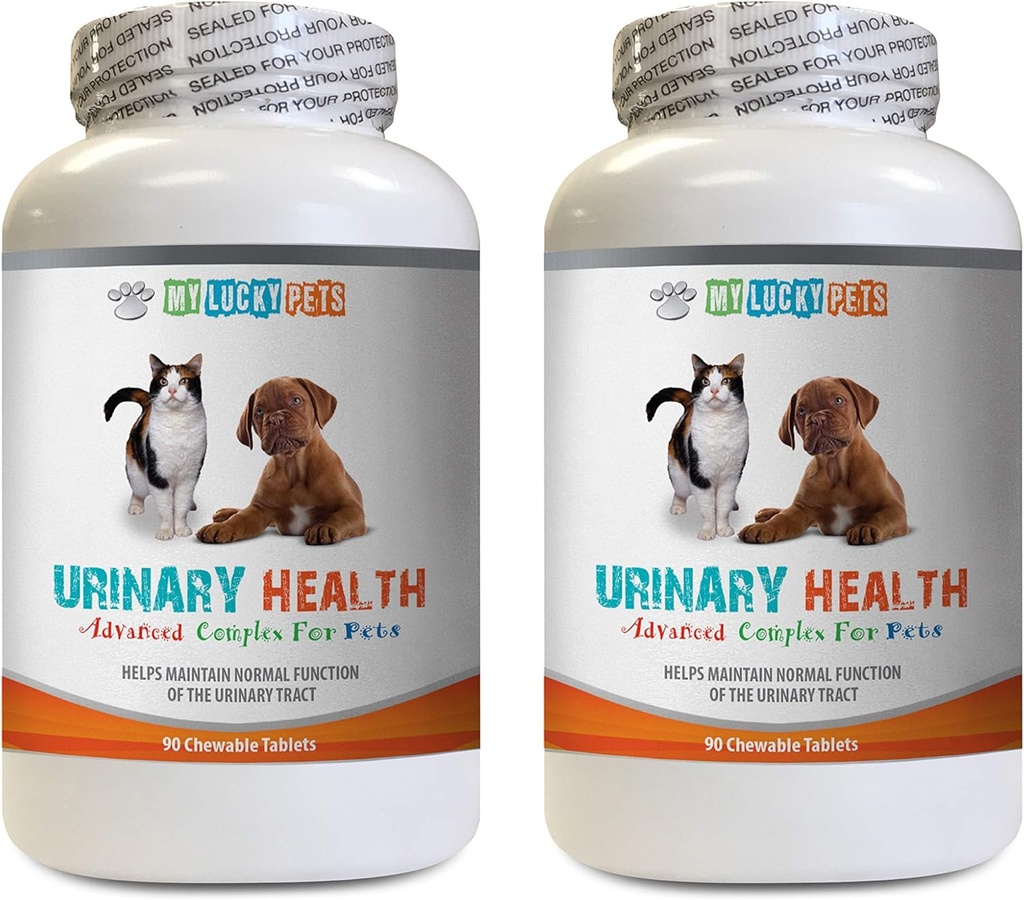 Dieta urinaria para perros - Complejo de salud urinaria para perros y gatos - Soporte de vejiga avanzada - uva ursi para perros - 2 botellas (180 Treats)