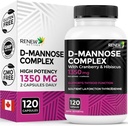 Renew Actives High Potency D-Mannose & Cranberry Complex 1000MG per 2 Capsules – con Hibiscus &amp; Dandelion Extracts – Antioxidant Blend – No Artificial Flavours - Made in Canada - 120 Capsules