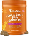 Zesty Paws Aceite de Salmón para perros Skin and Coat, Omega 3 Pez Aceite de Aceite de Pez, Alivio de la Alergia del Perro, Itch Relief Suplemento, 250 Conde, Salmon Flavor