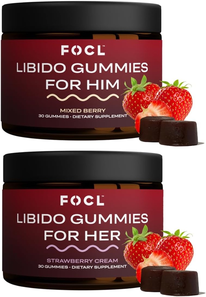 FOCL Mujer &amp; Hombre Libido Booster Intimcy Set - 1 Month Supply Libido Gummies for Men &amp; Women with Horny Goat Weed ← Boost Desire, Arousal, Energy, Stamina, Performance, Endurance, Hormone Balance