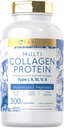 Carlyle Multi Collagen Protein Capsules 2000mg  vírgenes 300 Conde Silencio Tipo I, II, III, V, X Silencioso Píldoras Peptide ← Keto &amp; Paleo Friendly, Gluten Free, Non-GMO Suplemento