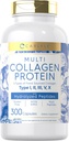 Carlyle Multi Collagen Protein Capsules 2000mg  vírgenes 300 Conde Silencio Tipo I, II, III, V, X Silencioso Píldoras Peptide ← Keto &amp; Paleo Friendly, Gluten Free, Non-GMO Suplemento