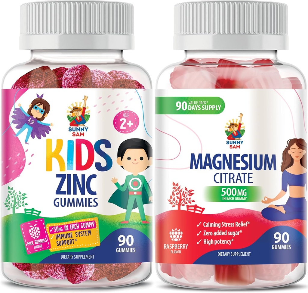 Magnesium Gummies for Adults - 500mg & Zinc Gummies for Kids & Adults