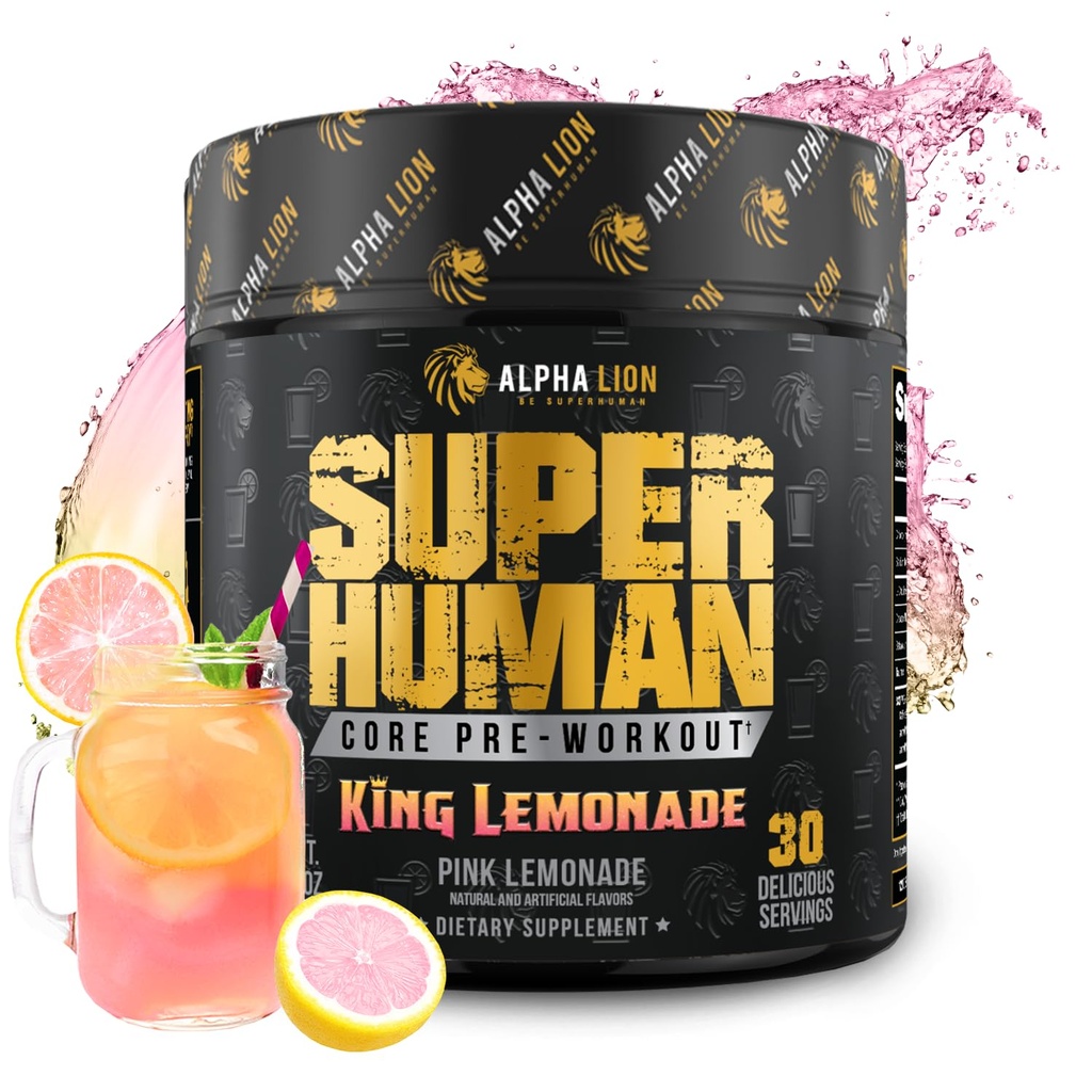 ALPHA LION Core Pre Workout with Creatine for Performance, Beta Alanine for Muscle, L-Citrulline for Pump & Tri-Source Caffeine for Sustained Energy (30 Servings, King Lemonade Flavor)